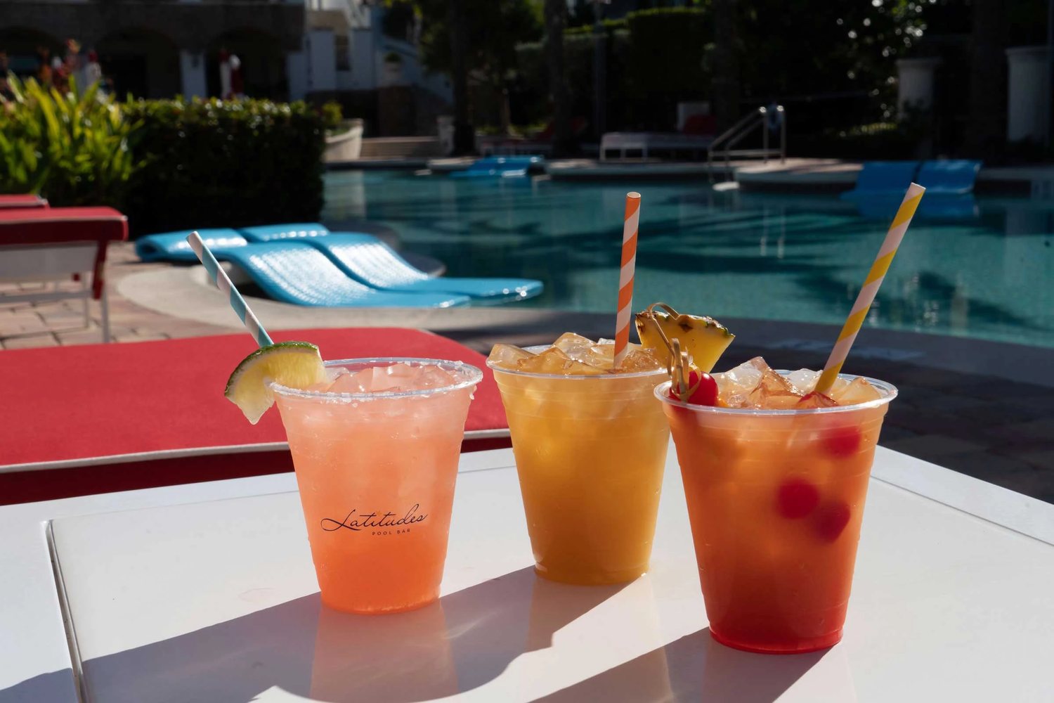 Poolside cocktails from the Latitudes pool bar